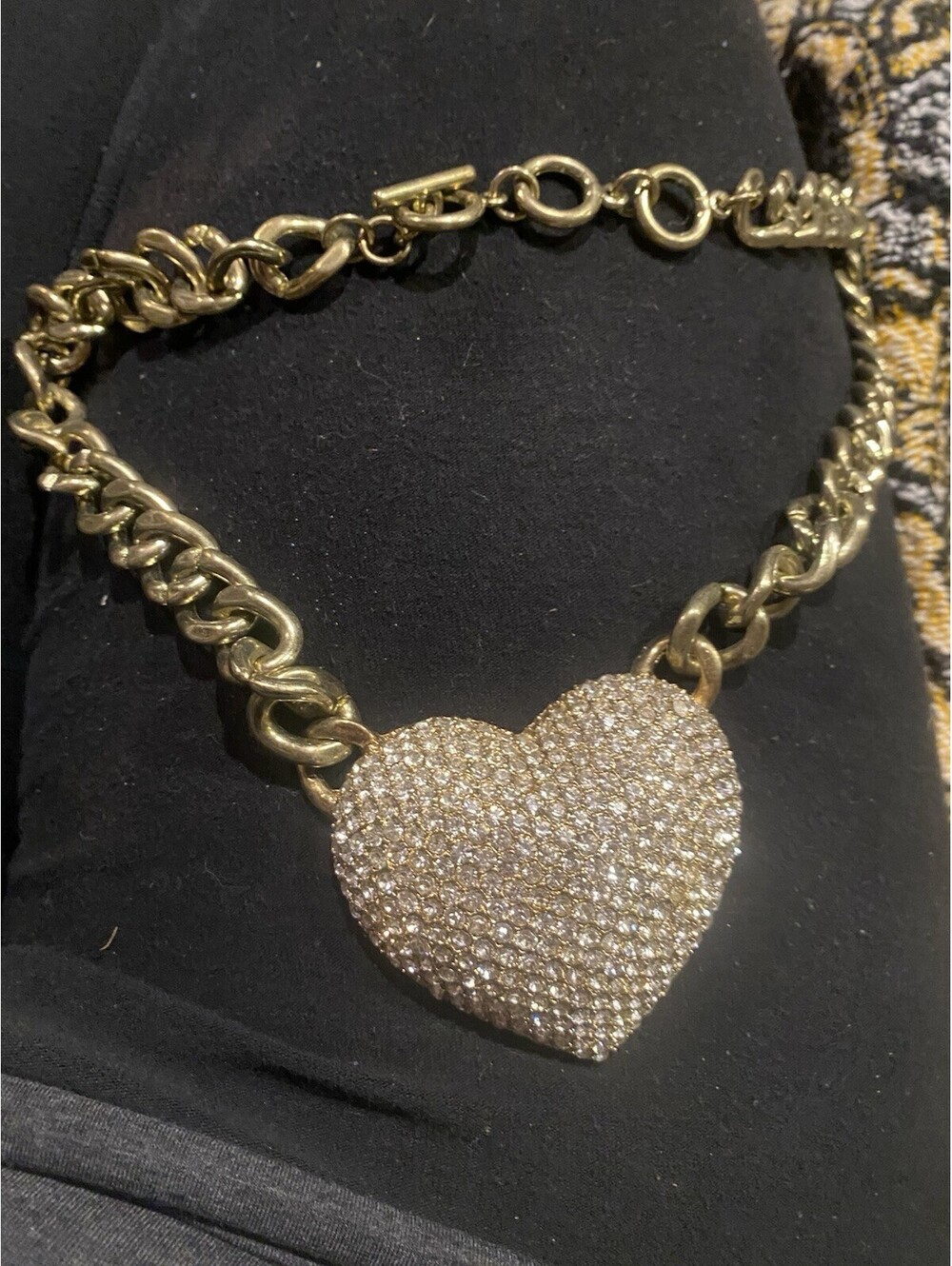 Gold Chain with Clear Sparkly Rhinestone Heart